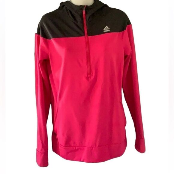 Adidas pink/black hooded pullover jacket, M - Picture 2 of 6